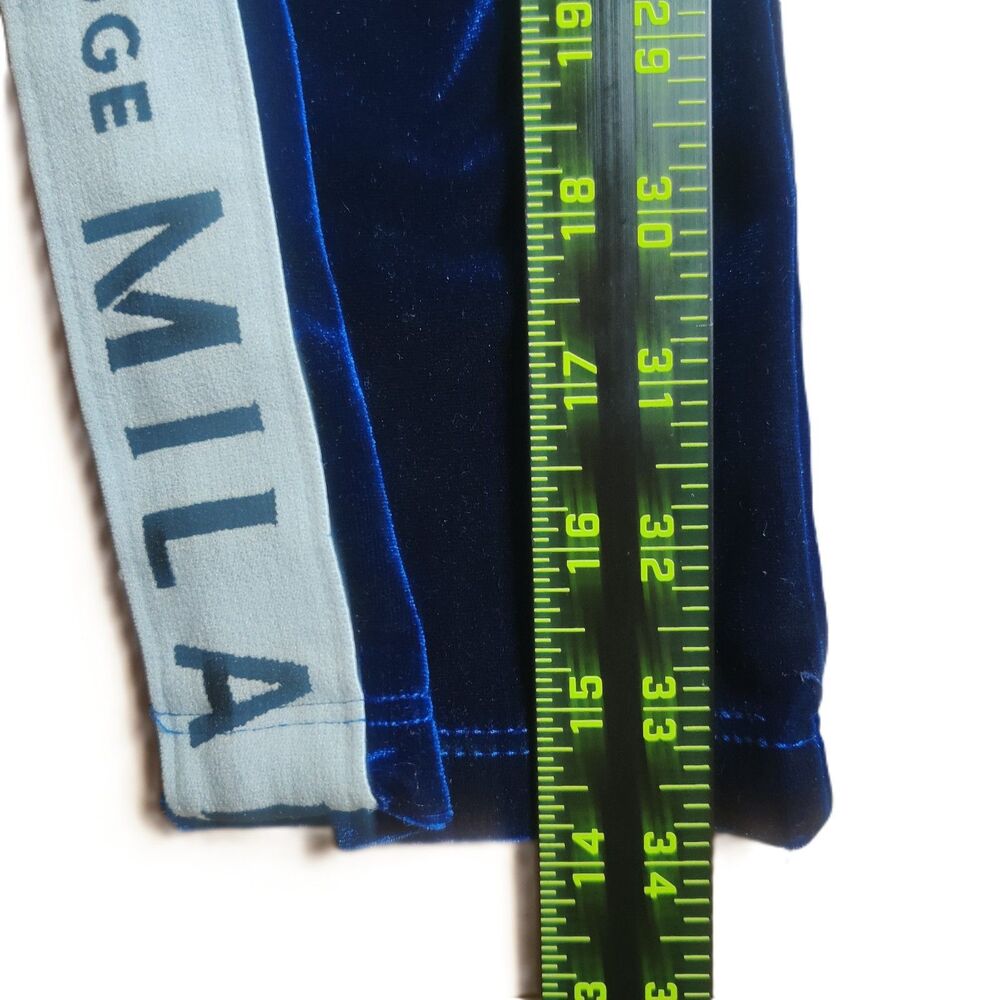 Milano Di Rouge Velvet Track Pants Blue Logo Tape Side Stripe Size M - Picture 4 of 5